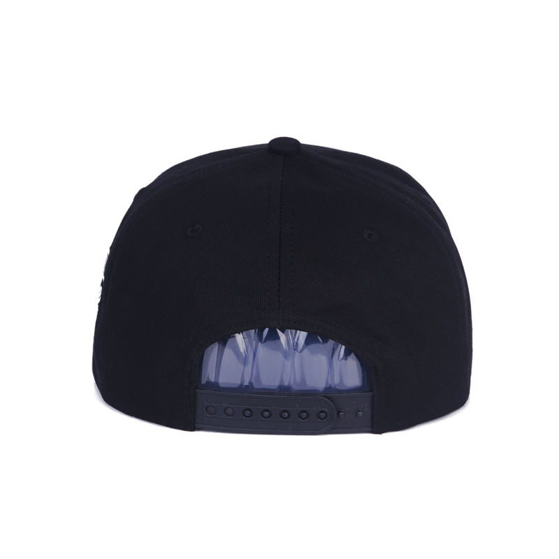 Black Flat Brim Snapback Hat with 3D Embroidered Gothic Letters