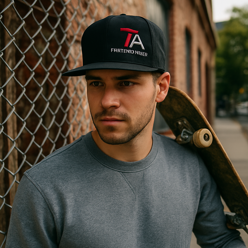 Bold Logo Flat Brim Snapback Cap with 3D Embroidery