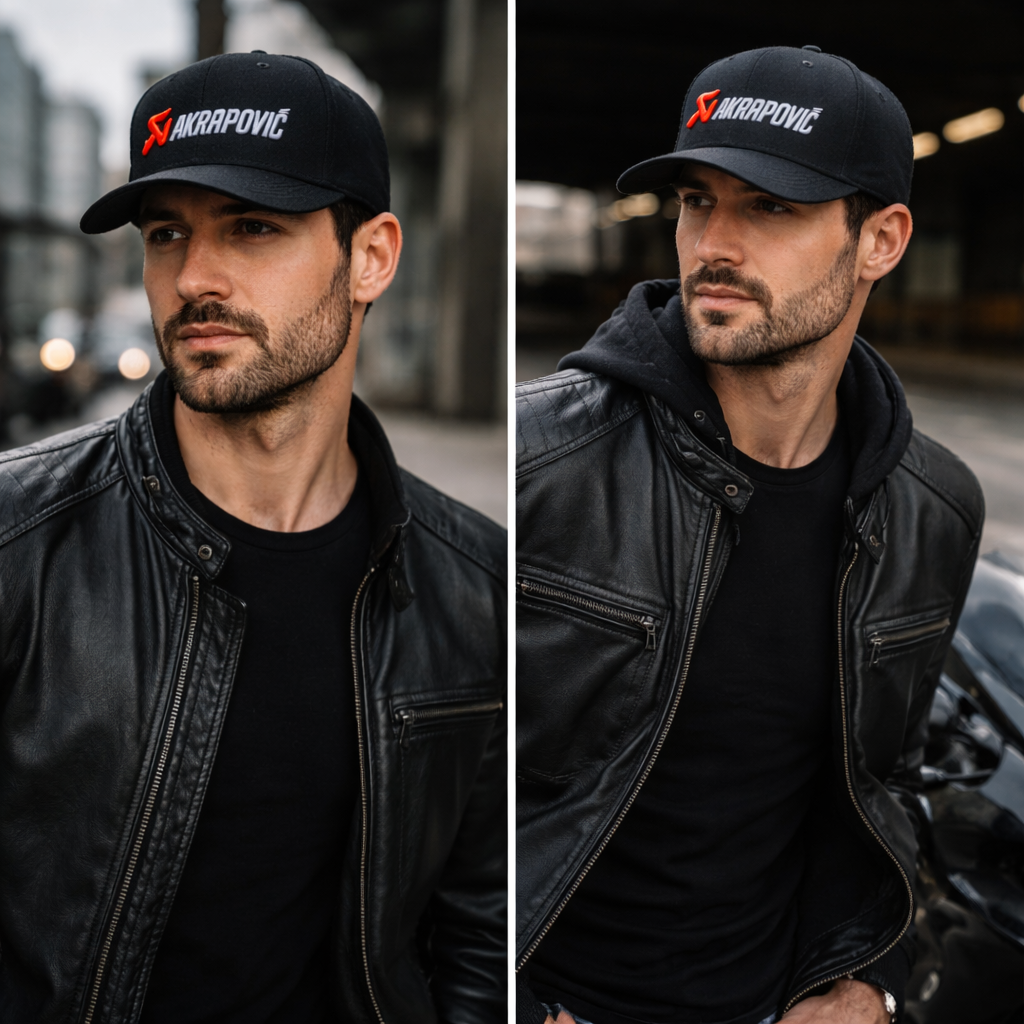 Black Flat Brim Cap with Red & White 3D Embroidery – 6 Panel Streetwear Snapback