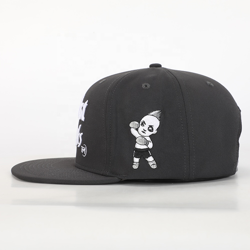 Pugilist Punks Black Snapback Hat with 3D Embroidery