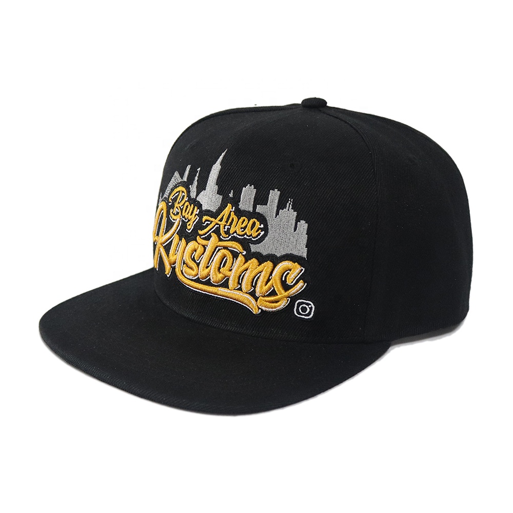 Premium Flat Brim Snapback Cap with Embroidered City Design