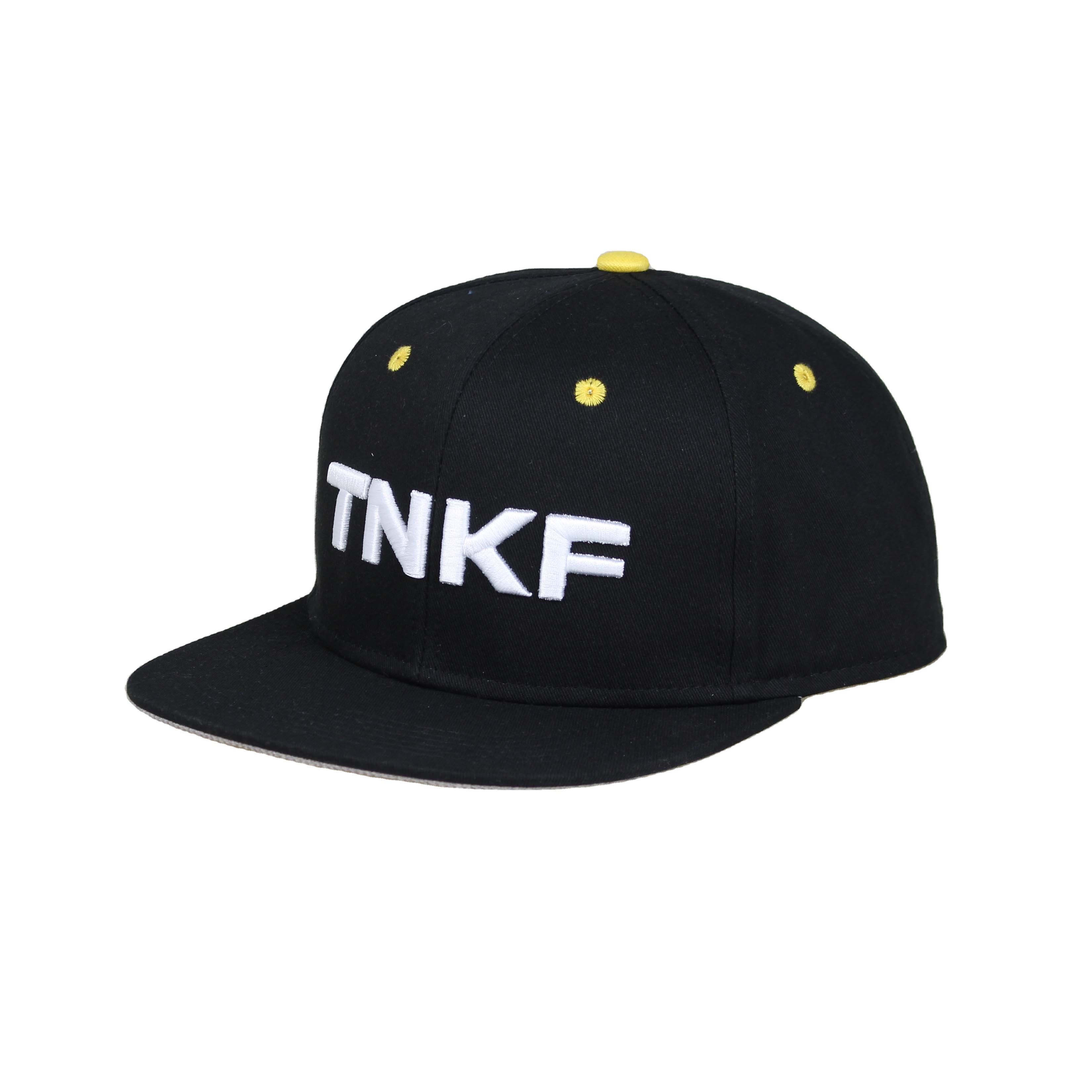 TNKF 3D Embroidered Black Snapback Cap – Street Style 6 Panel Hat