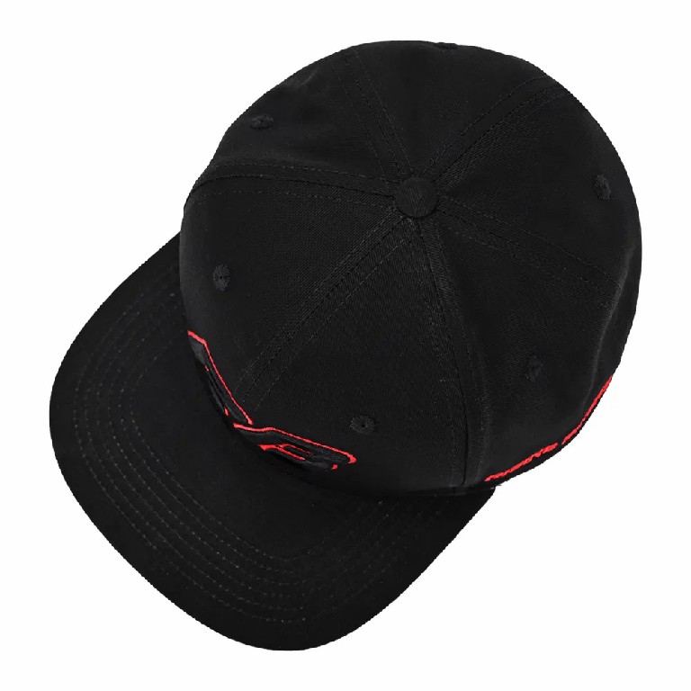 Black Flat Brim Snapback Hat with 3D RB Embroidery