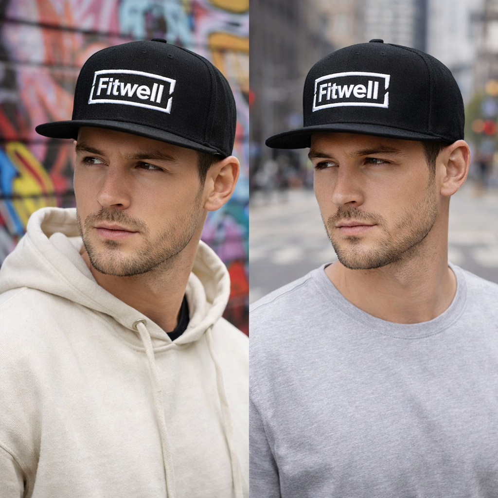 Fitwell Logo Flat Brim Cap – Bold Embroidered Streetwear Hat