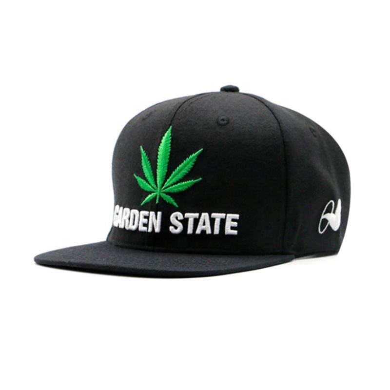 Garden State Embroidered Leaf Flat Brim Snapback Cap