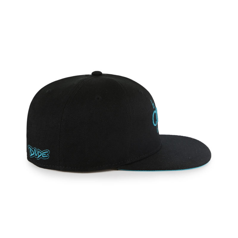Black Flat Brim Snapback Hat with Blue 3D Embroidered &quotBe Cool