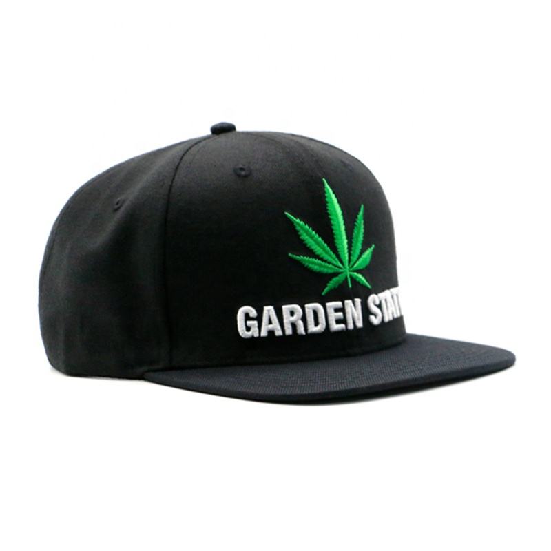 Garden State Embroidered Leaf Flat Brim Snapback Cap