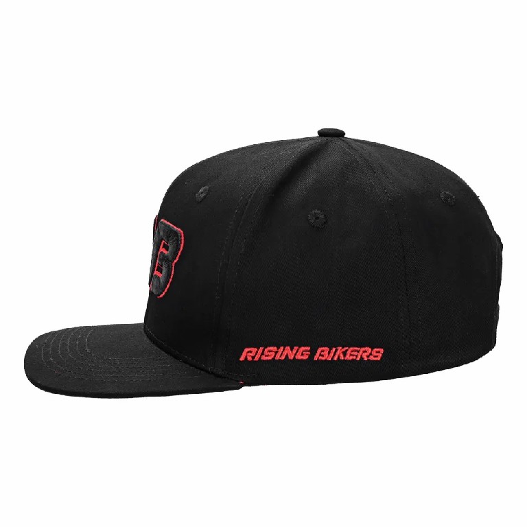 Black Flat Brim Snapback Hat with 3D RB Embroidery