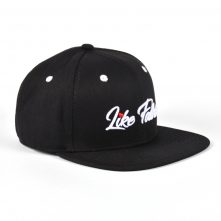 “Like Father” Black Flat Brim Snapback Cap – Bold Statement Headwear