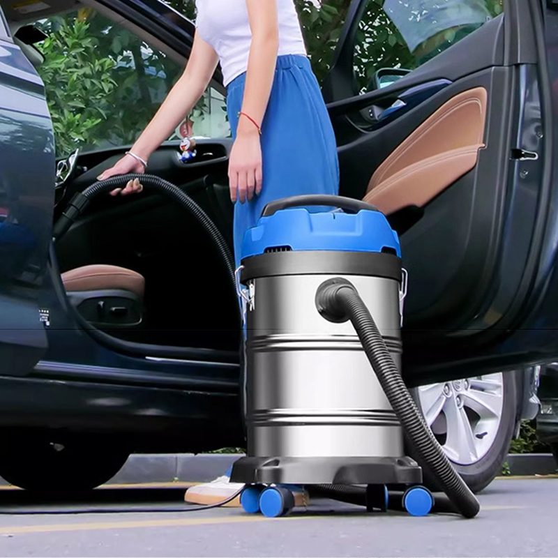 Stainless Steel Industrial Vacuum Cleaner, Wet & Dry, High Power, Commercial Barrel-Type Cleaner for Factory & Workshop