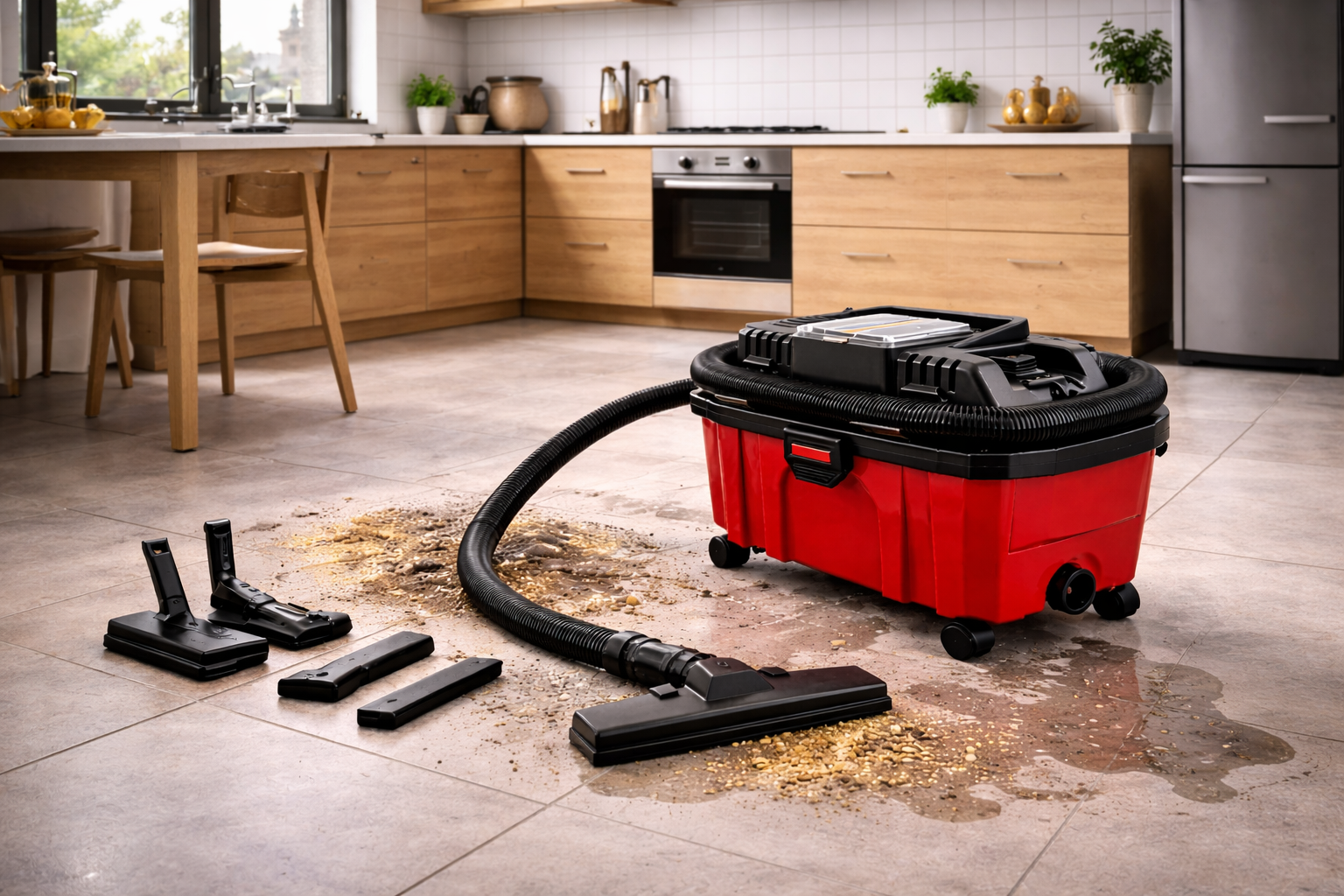 Wet Dry Vacuum Cleaner for Kitchen Spills and Tile Floor Debris
