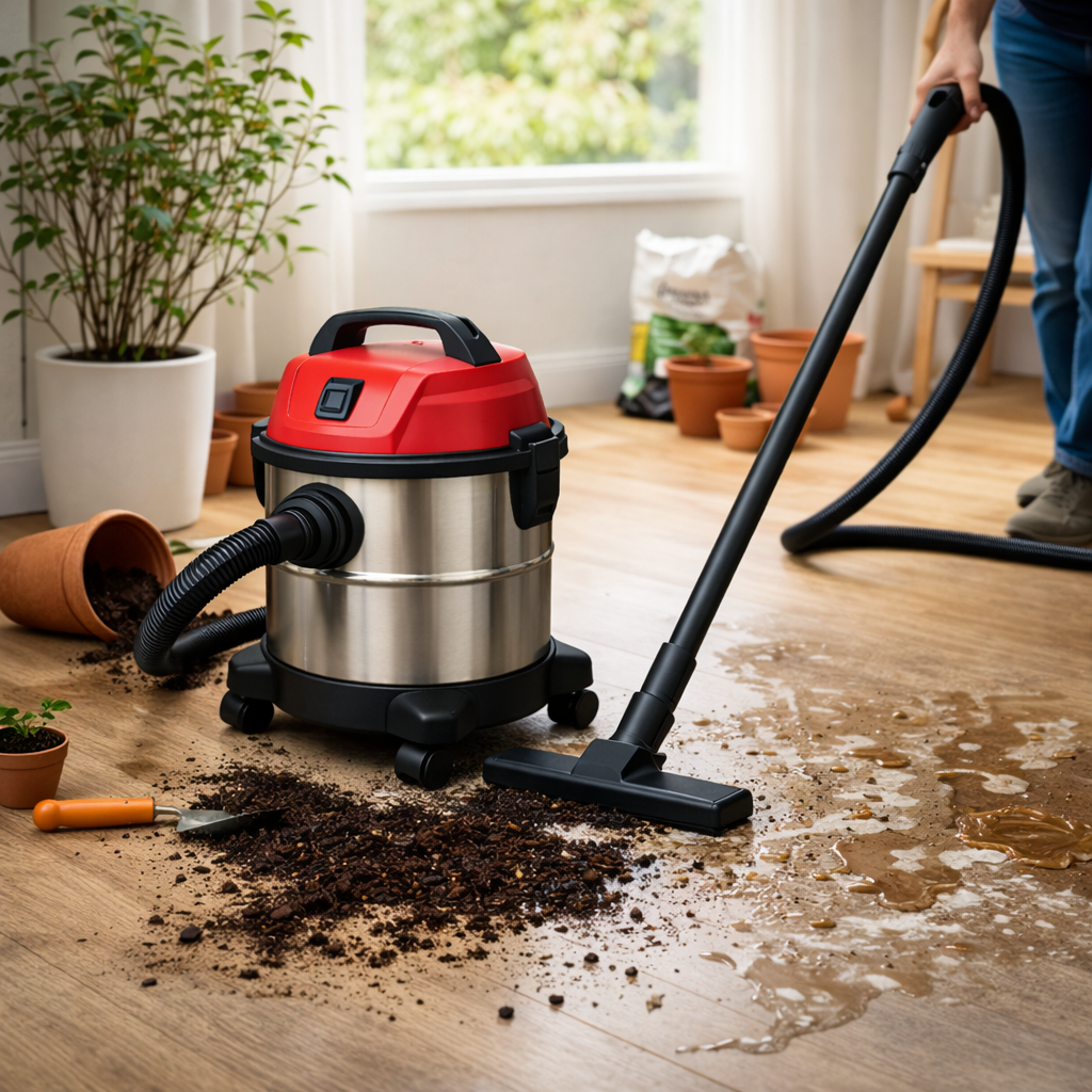 Wet & Dry Vacuum Cleaner for Indoor Gardening – Soil & Spill Cleanup for Home & Apartment Use
