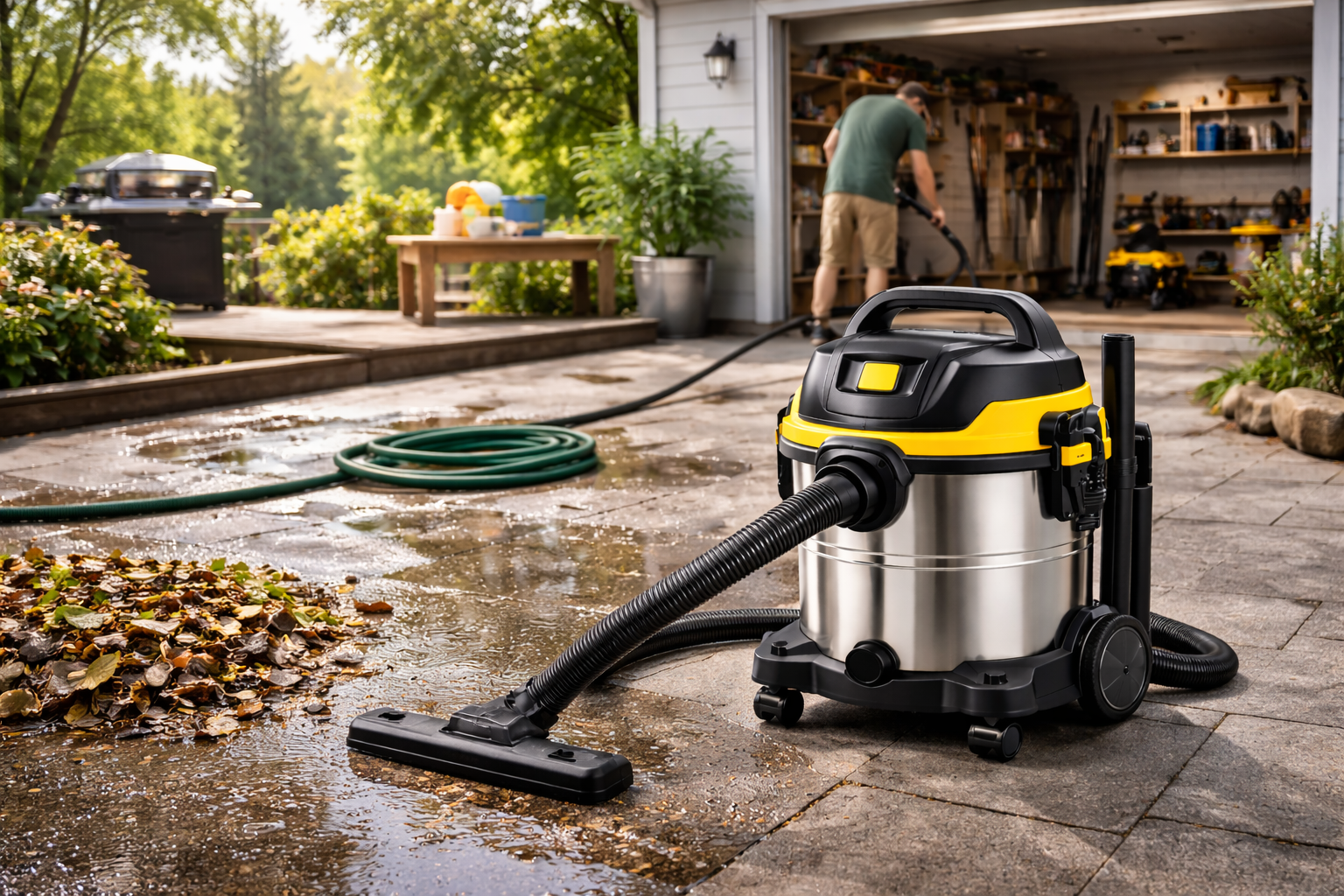 Outdoor Garage Wet Dry Vacuum – 30L Heavy-Duty Leaf & Water Cleaner