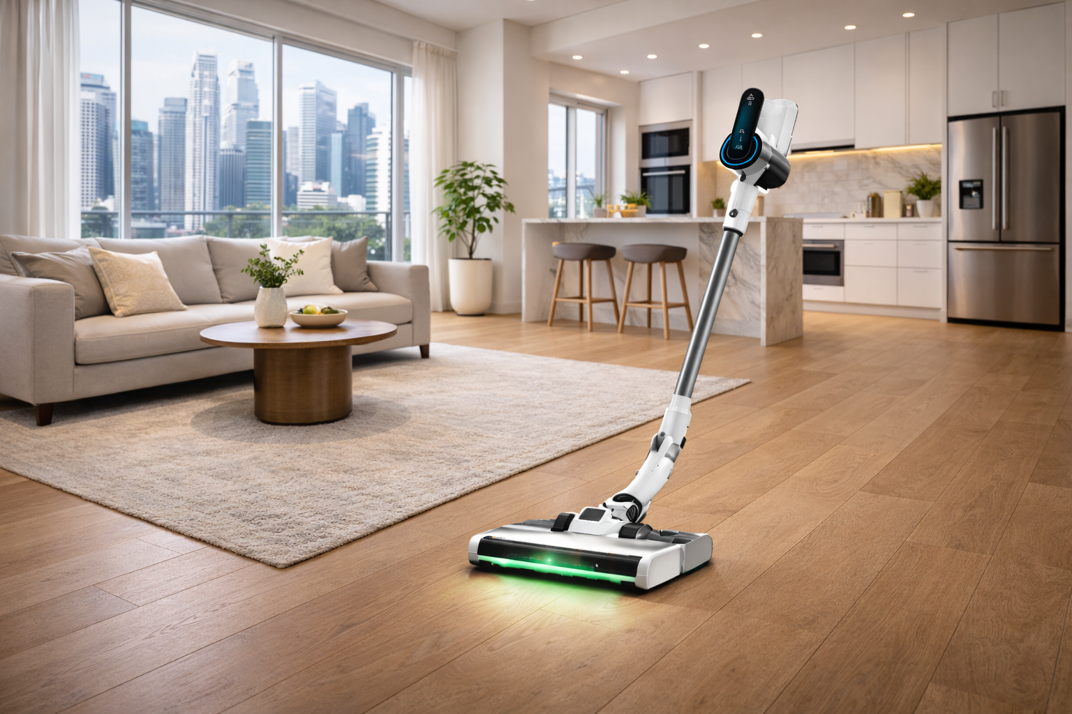 Smart Wireless Vacuum Cleaner with LED Display and Ultra-Quiet Design