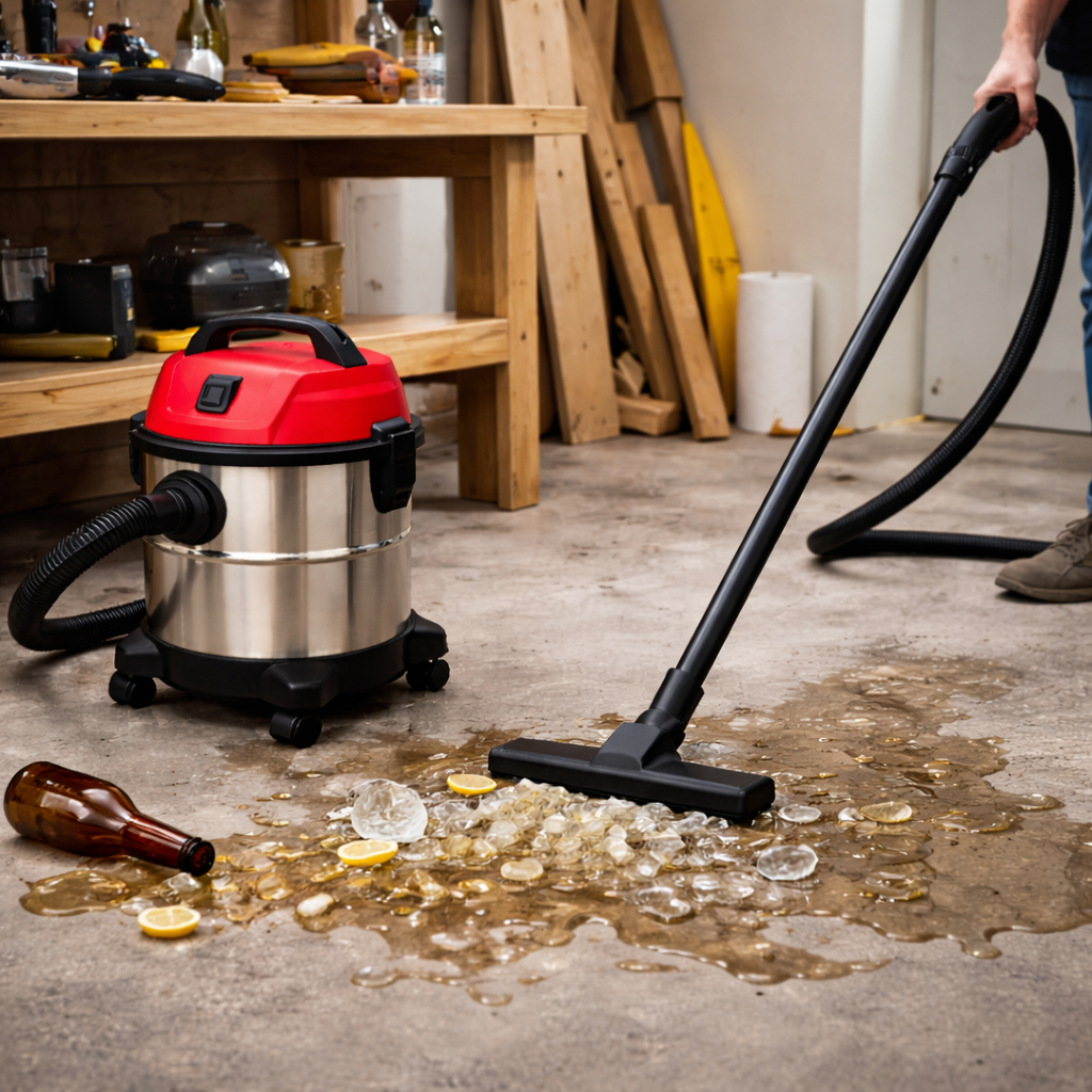 Wet & Dry Vacuum Cleaner for Party Spills – Glass, Ice & Beverage Cleanup in Kitchens & Bars
