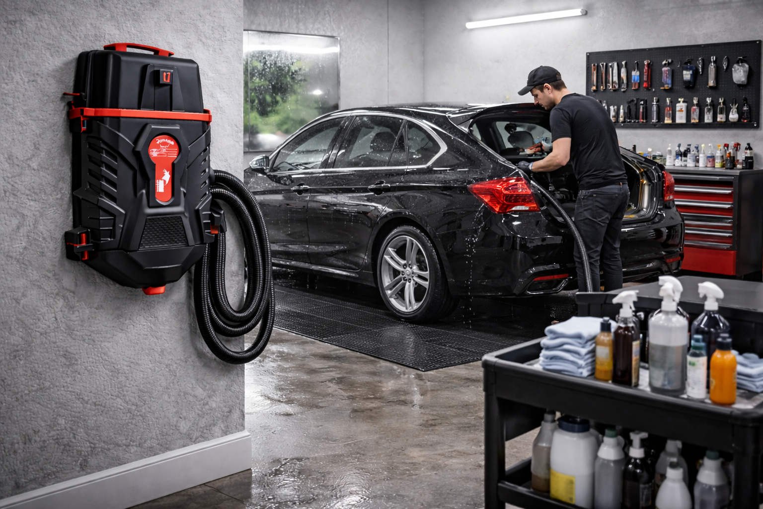 Wall Mounted Car Detailing Vacuum System for Professional Auto Wash Centers