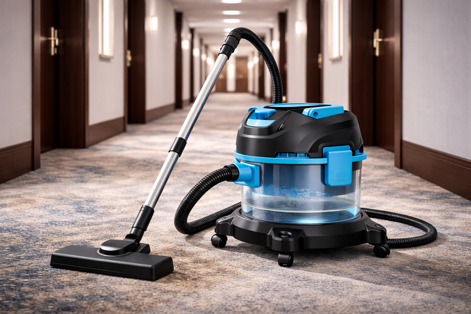 Commercial Carpet Cleaner – Quiet Wet & Dry Vacuum for Hotel & Office Hallways