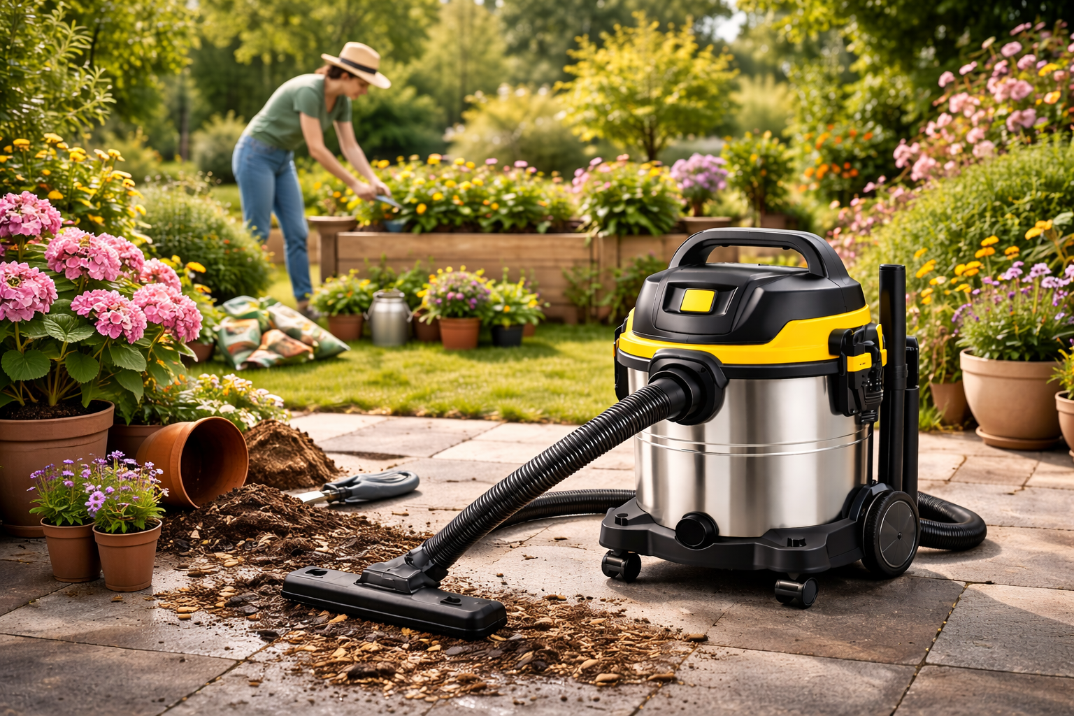 Garden Wet Dry Vacuum for Soil & Plant Debris – 30L Stainless Steel Outdoor Cleaner