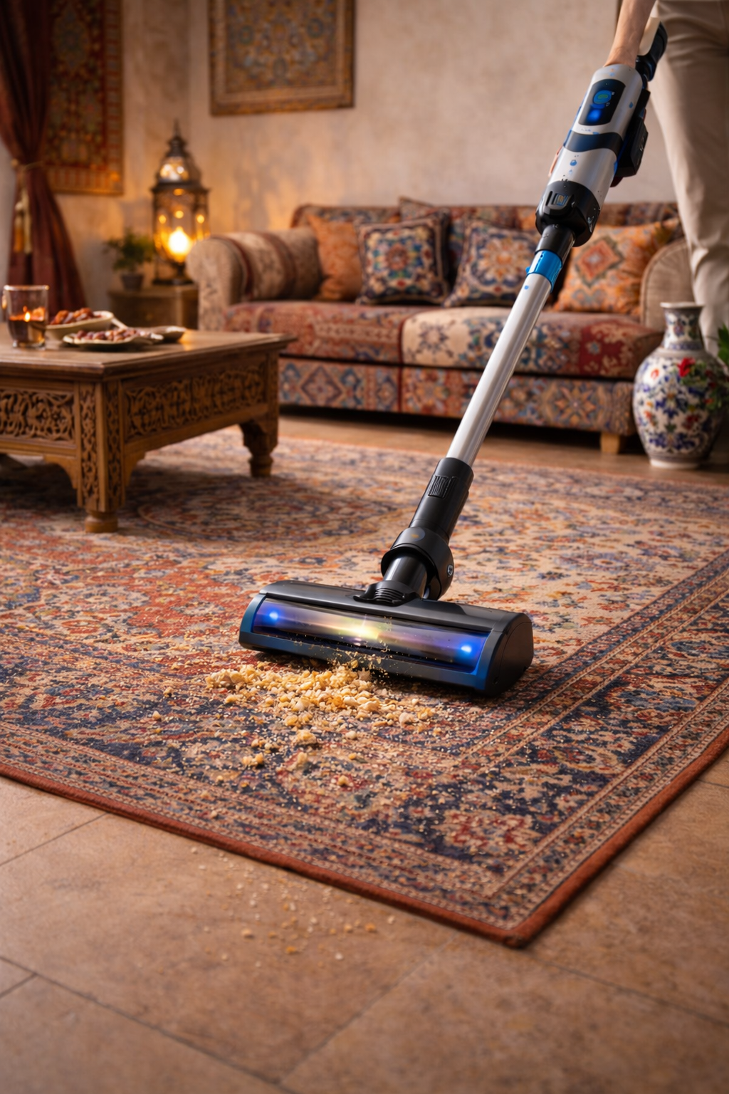 Cordless LED Vacuum for Traditional Decor and Patterned Carpets