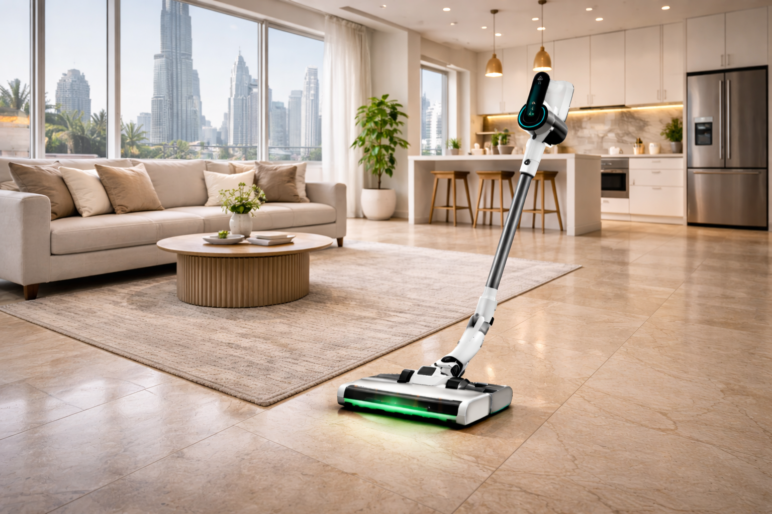 Intelligent Cordless Vacuum Cleaner with LED Floor Light and HEPA Filter