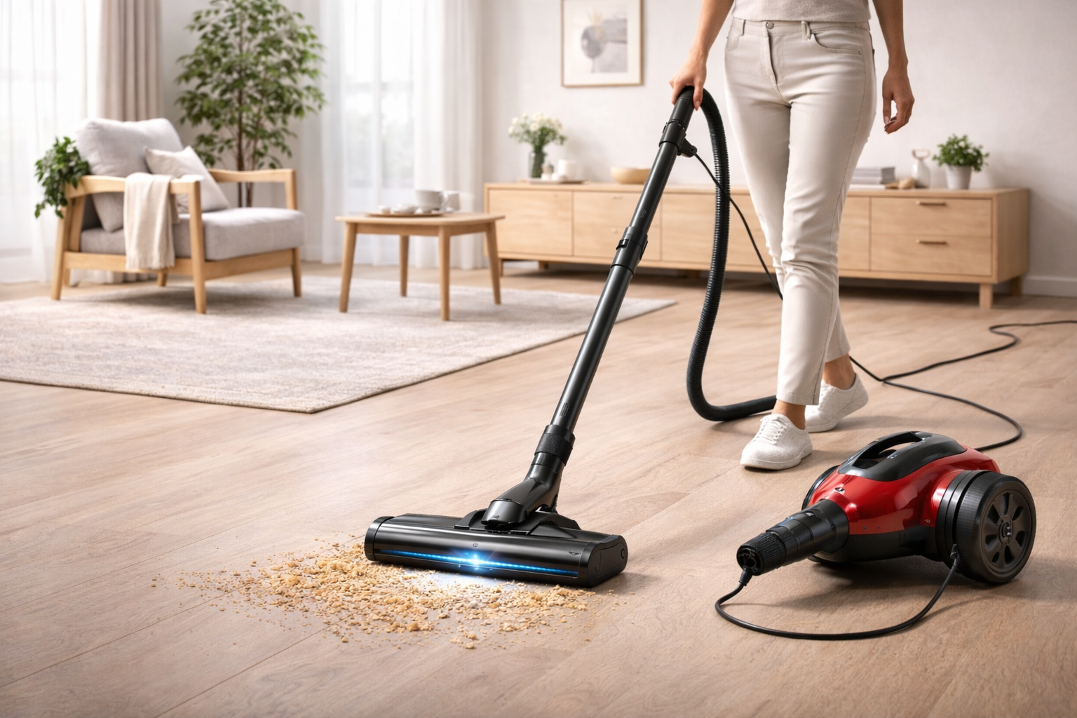 Advanced Cyclonic Vacuum Cleaner with LED Floor Head – Ideal for Hard Floors and Rugs