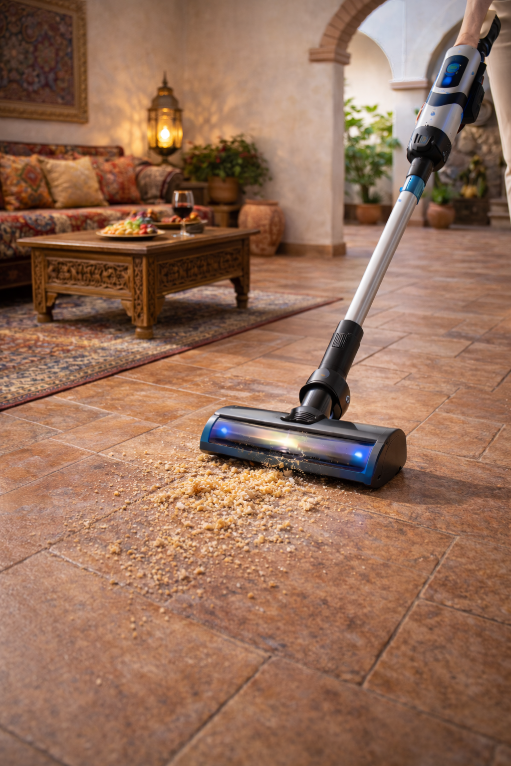 Cordless LED Vacuum for Artistic Rugs and Textured Heritage Spaces