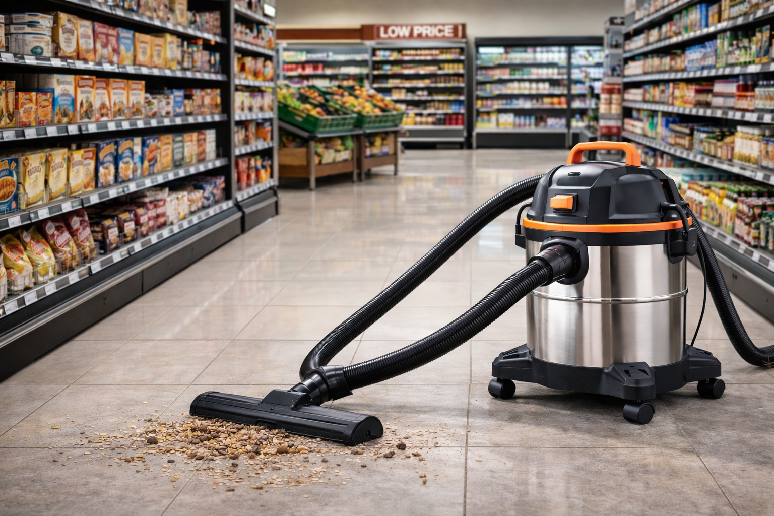 Commercial Vacuum Cleaner for Grocery Stores – Industrial Heavy-Duty Floor Cleaning