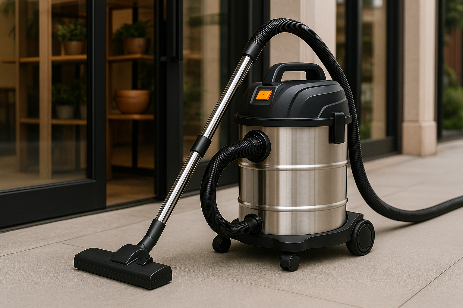 Outdoor Wet Dry Vacuum Cleaner – 25L Stainless Steel Commercial Barrel Vacuum for Garden, Garage, Patio