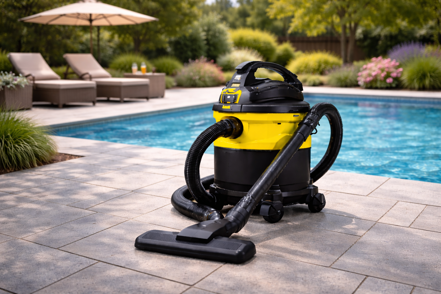 Outdoor Wet Dry Vacuum for Poolside Cleaning - Heavy Duty Industrial Cleaner