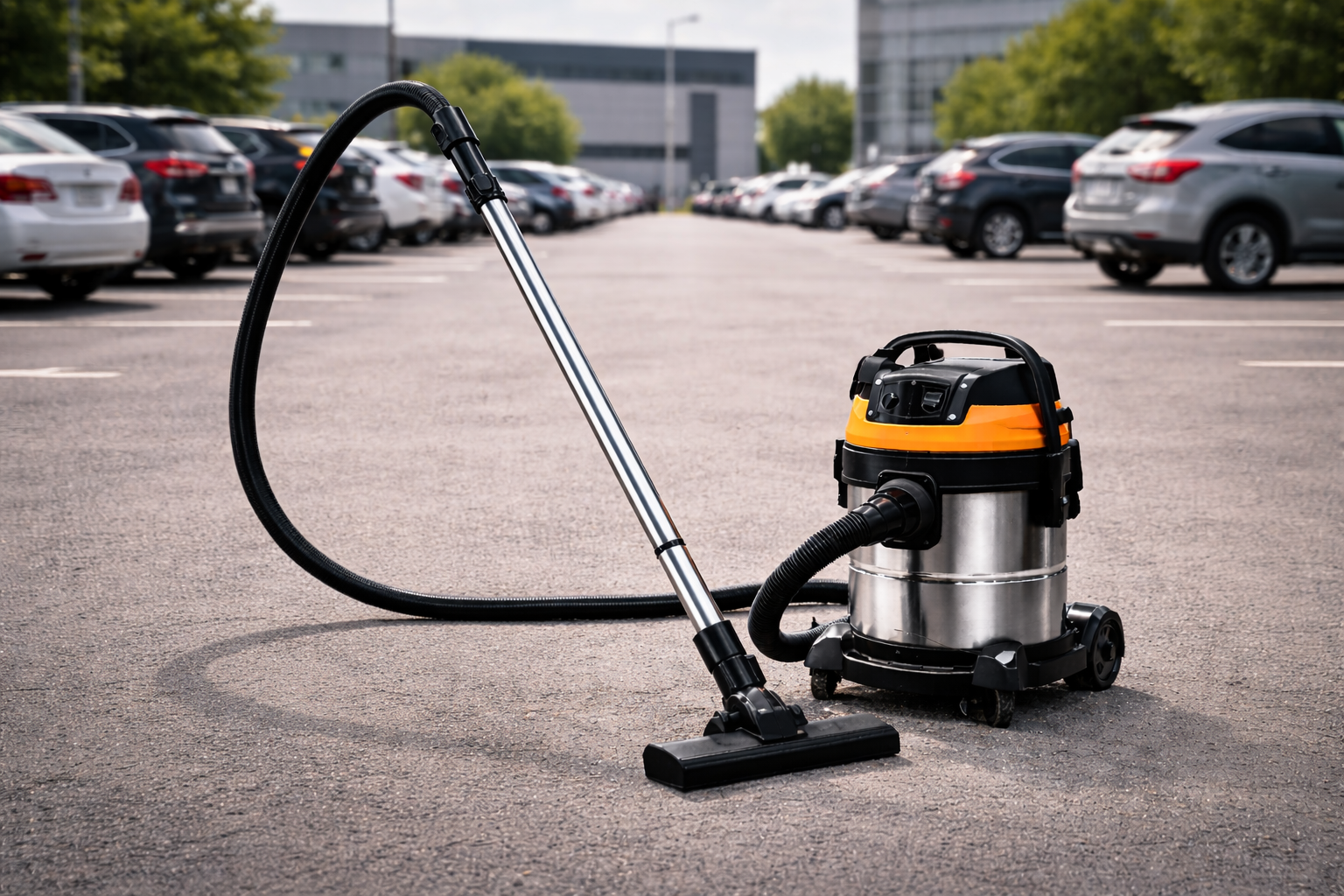 Heavy-Duty Industrial Canister Vacuum for Parking Lot Cleaning