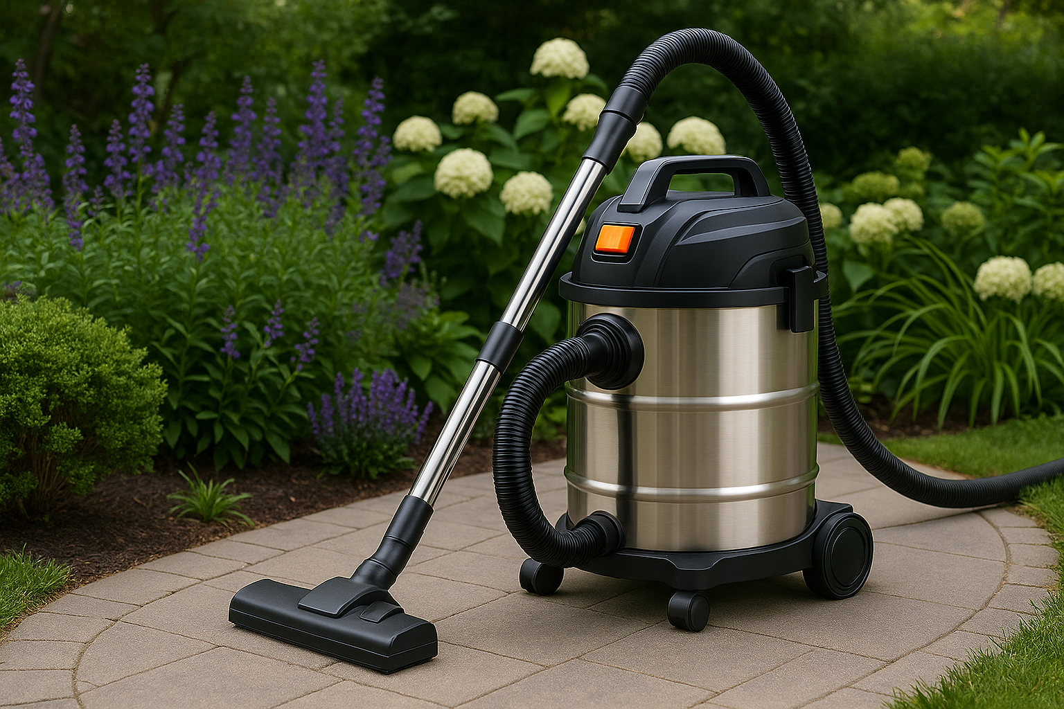 Garden Wet Dry Vacuum Cleaner – 25L Stainless Steel Outdoor Barrel Vacuum for Yard, Pathway, Patio