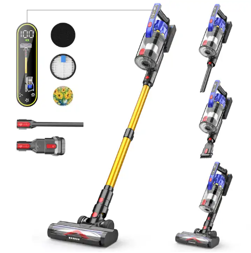 LX-HVC-550W Cordless Stick Vacuum Cleaner with 45000Pa Suction Power, LED Display, and Multi-Functional Attachments