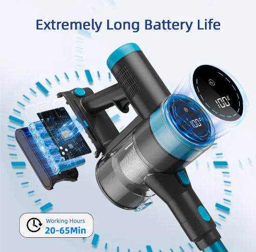 LX-HVC-1.5L Cordless Handheld Vacuum Cleaner with Smart Touchscreen, 5-Stage Filtration & Long Battery Life for Home and Car Use