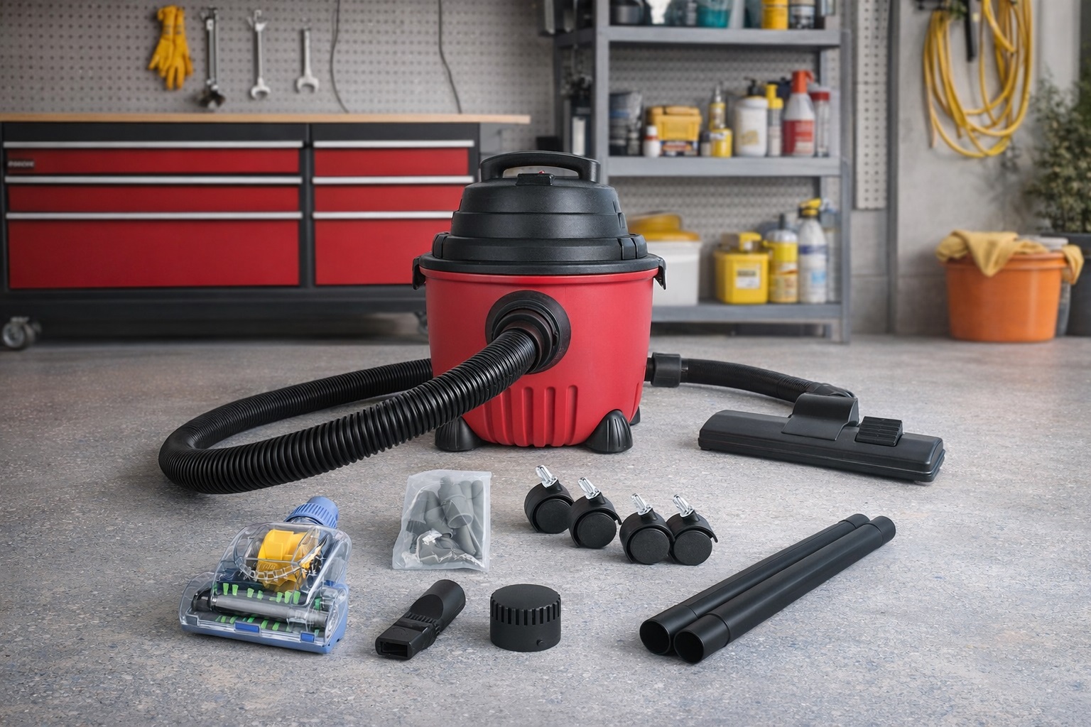 Multi‑Function Wet and Dry Shop Vacuum Cleaner with Accessories and Extension Tubes