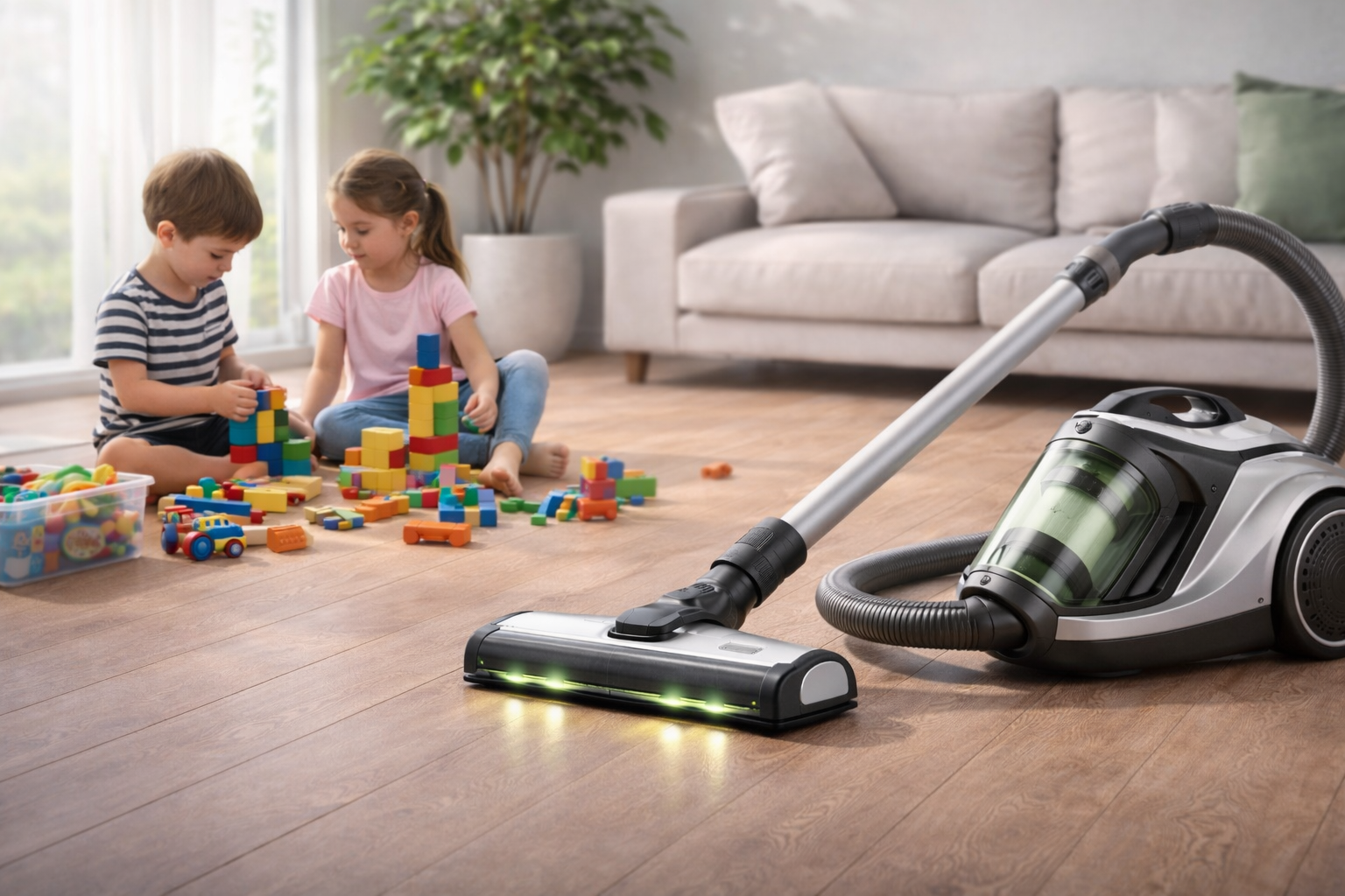 Powerful Multi-Surface Vacuum Cleaner with LED Brush & HEPA Filter – Pet & Kid Friendly