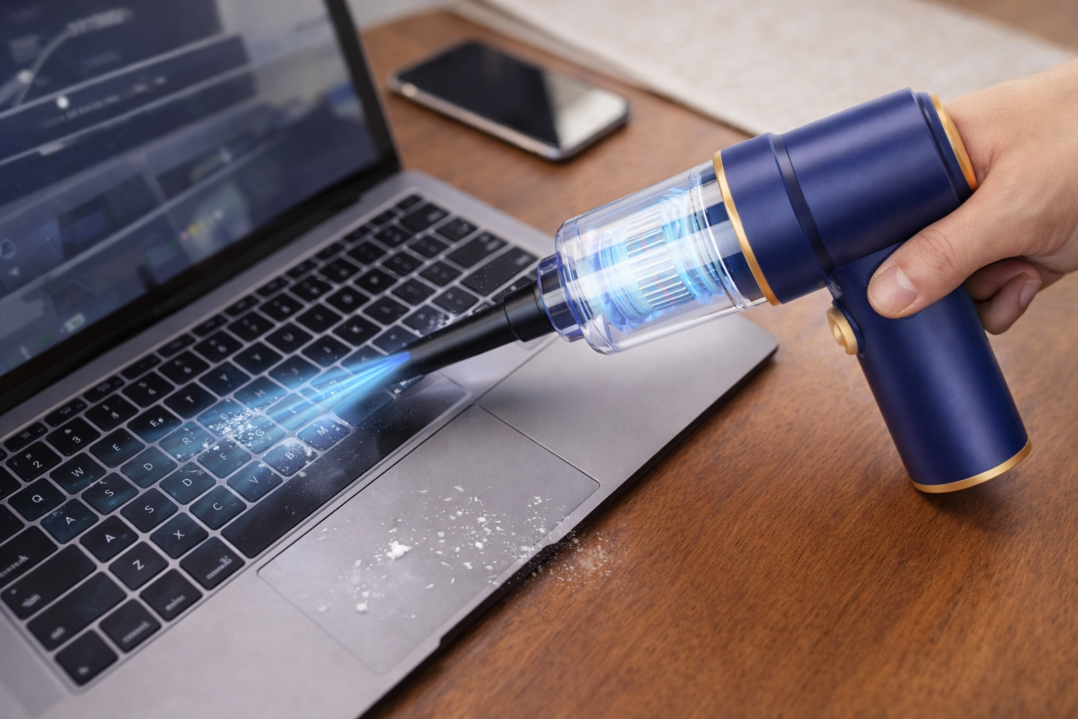 Cordless Electric Air Duster & Mini Vacuum Cleaner for Keyboard and Electronics