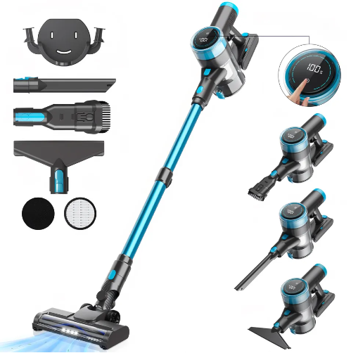 LX-HVC-Powerful Cordless Stick Vacuum Cleaner with Smart Touchscreen, 5-Stage Filtration & Long Battery Life