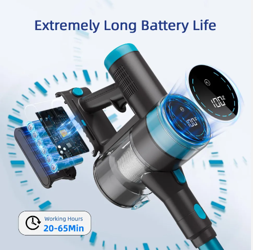 LX-HVC-Powerful Cordless Stick Vacuum Cleaner with Smart Touchscreen, 5-Stage Filtration & Long Battery Life