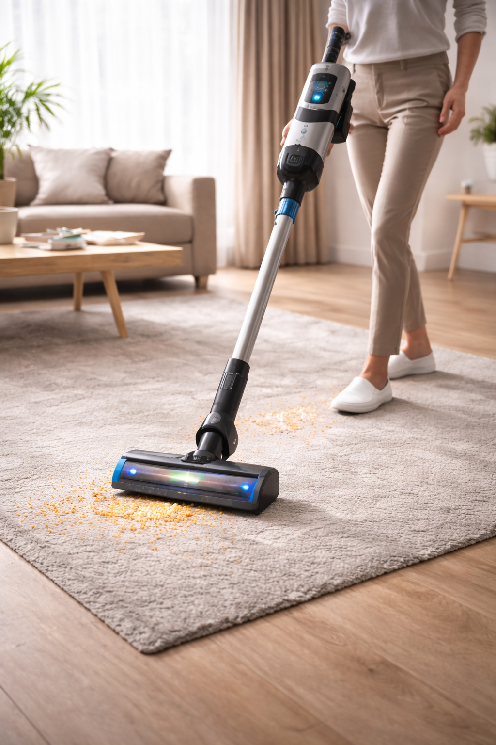Cordless Stick Vacuum Cleaner with LED Head for Carpet and Hard Floors