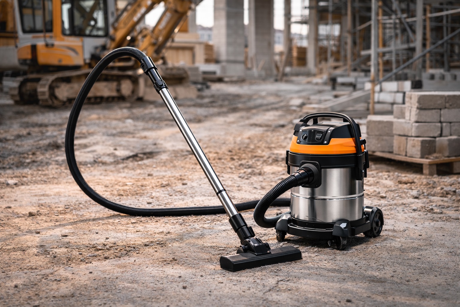 Heavy Duty Industrial Wet Dry Vacuum Cleaner – Powerful 20L Stainless Steel Canister Vacuum for Construction & Workshop