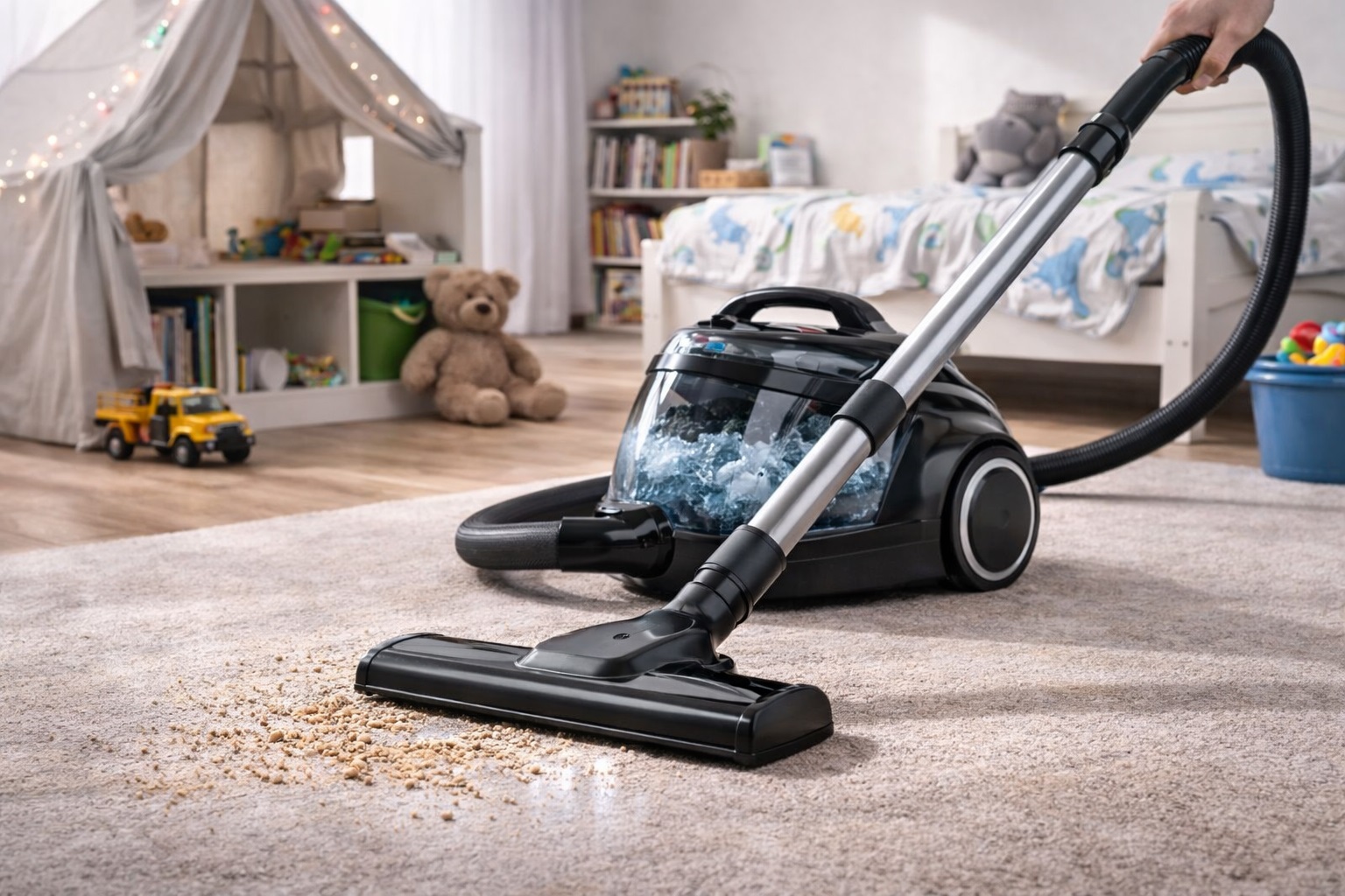 Child-Safe Water Filter Vacuum Cleaner for Quiet and Deep Carpet Cleaning
