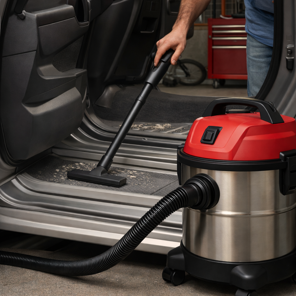 Heavy-Duty Wet & Dry Vacuum Cleaner for Car, Garage and Workshop – Stainless Steel Body, Powerful Suction