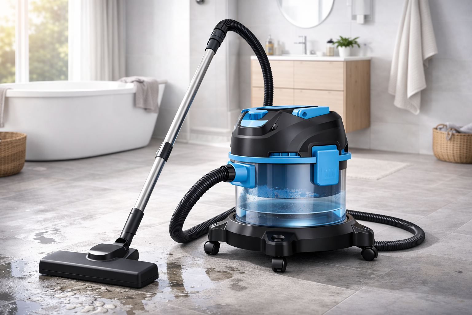Heavy-Duty Wet and Dry Vacuum Cleaner for Bathrooms – Industrial Strength Suction with Water Filtration Tank