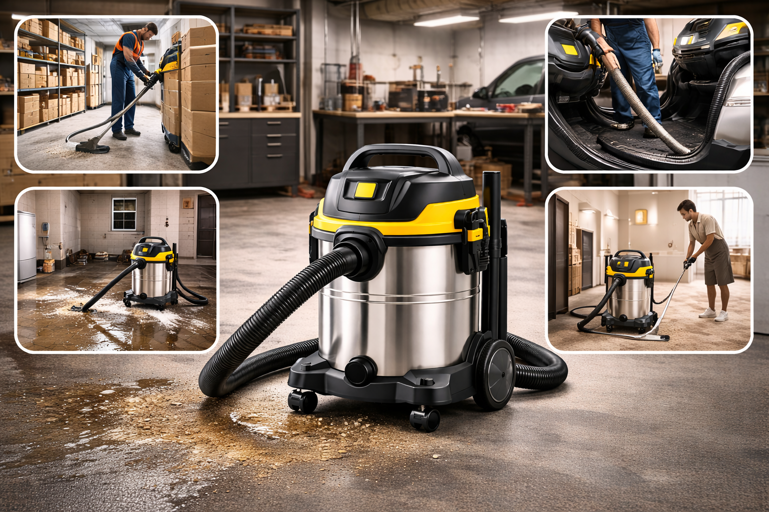 Multifunctional Wet Dry Shop Vacuum with Powerful Suction and Large Capacity