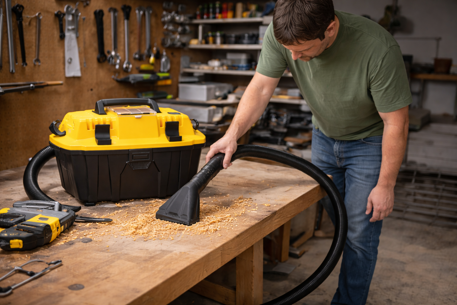 Heavy-Duty Portable Workshop Vacuum Cleaner for Wood Chips & Debris