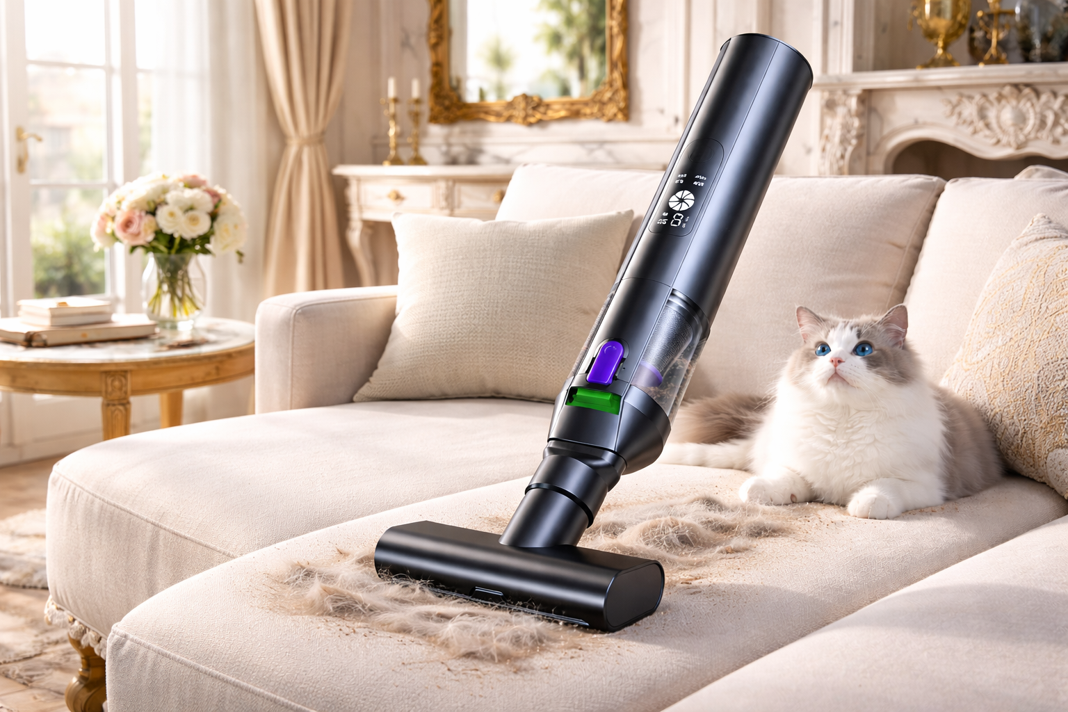 High-Efficiency Cordless Vacuum for Pet Hair & Furniture Cleaning