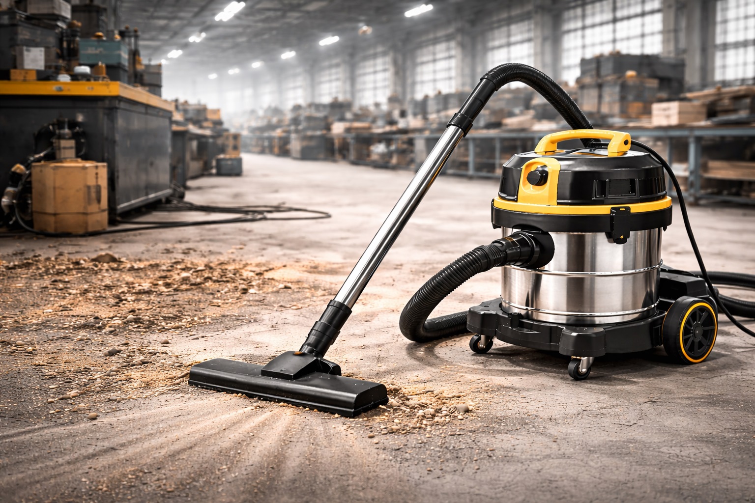 High-Capacity Construction Site Vacuum Cleaner – Dual Mode Wet Dry Industrial Shop Vac with Mobility Wheels