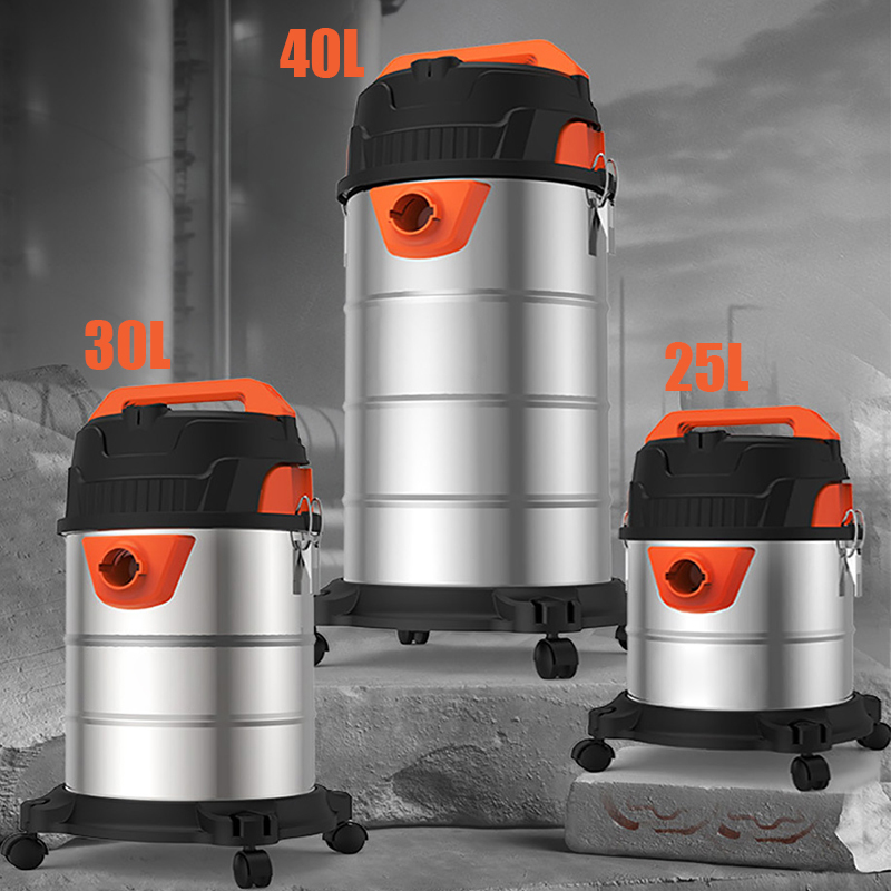 25L/30L/40L Stainless Steel Industrial Vacuum Cleaner, Wet & Dry, High Power Barrel-Type Cleaner for Factory, Workshop & Commercial Cleaning