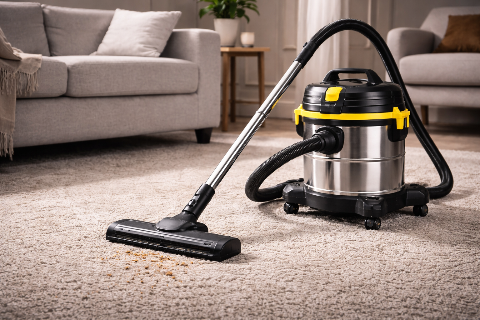 Stainless Steel Wet & Dry Vacuum Cleaner for Home Carpet and Multi-Surface Cleaning