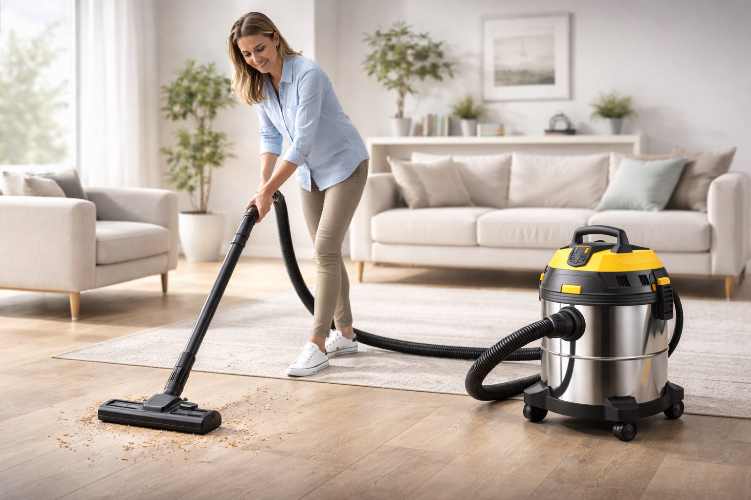 16L Wet and Dry Vacuum Cleaner for Home Use – Stainless Steel Drum, Blower Function, Low Noise